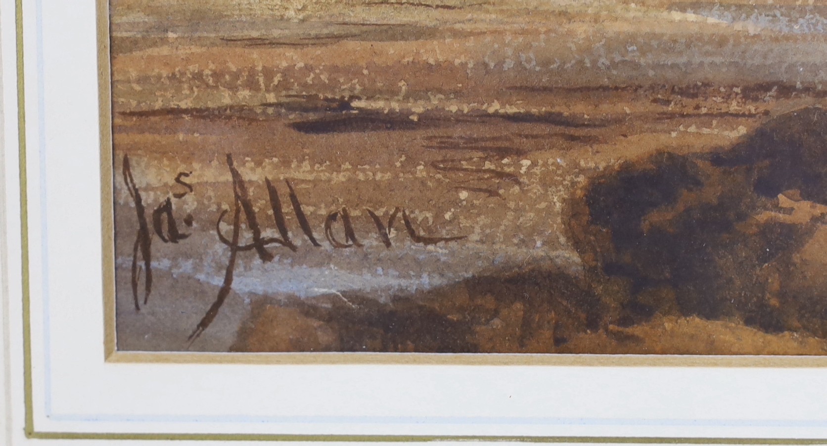James Allan (19th C.), watercolour, Children shrimping on the shore, signed, 36 x 48cm